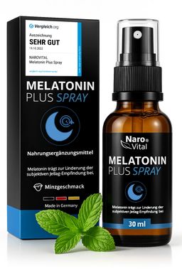 NaroVital Melatonin Plus Einschlafspray - 30 ml - mit Passionsblume, Melisse, Baldrian & Ashwagandha