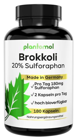 plantomol® Brokkoli Kapseln mit 90mg Sulforaphan pro Kapsel - Superfood Brokkoli mit Antioxidantien