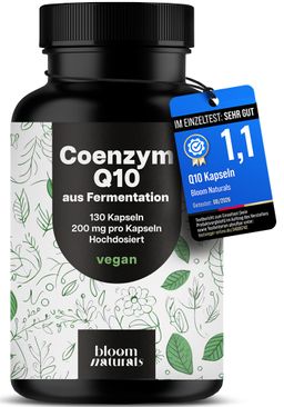 Coenzym Q10 Testsieger - 130 Kapseln - 200 mg reines Coenzym Q10 - Bloom Naturals®