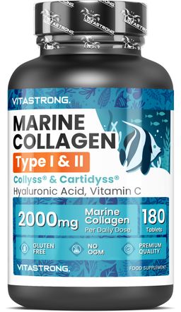 Vitastrong Marine Kollagen Typ 1 & 2 - 180 Tabletten, Haut & Gelenke