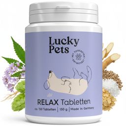 Lucky Pets Beruhigungstabletten für Hunde 150g – Mit L-Tryptophan, Baldrian & Hanfsaat - Bei Stress