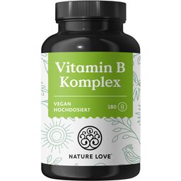 NATURE LOVE® Vitamin B Komplex – 500µg Vit B12 – 180 Kapseln – 8 B-Vitamine B1, 2, 3, 5, 6, 7, 9, 12