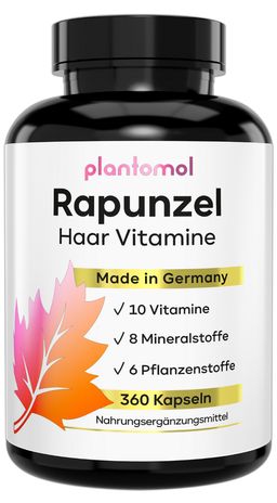 plantomol® Rapunzel Haarkapseln - Haarvitamine mit Biotin Zink Selen Hirse - 26 Inhaltsstoffe