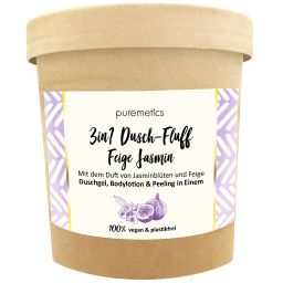 puremetics - 3-in-1 Dusch-Fluff mit Meersalzpeeling "Feige Jasmin"
