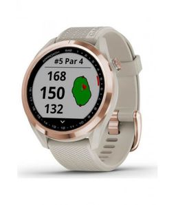 Pulsuhr / Tracker Garmin Golfuhr Approach S42 Roségold mit sandfarbenem Armband 010-02572-02