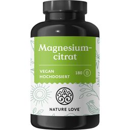 NATURE LOVE® Magnesiumcitrat – 2.320 mg Magnesiumcitrat (360mg elementares Magnesium) – 180 Kapseln