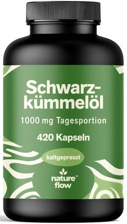 Schwarzkümmelöl Hochdosiert - 420 Kapseln - 7 Monate Vorrat - Nature Flow