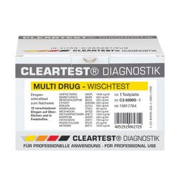 CLEARTEST Multi Drug Drogen Schnelltest Wischtest, Nachweis von 12 Drogen auf Oberflächen