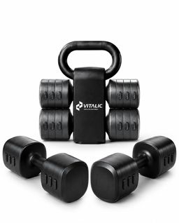 Vitalic 2-in-1 Hantel- & Kettlebell-Set | Gewichte von 1 bis 5,5 kg pro Stück