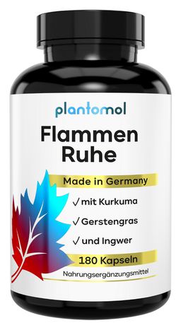 plantomol® Kurkuma Kapseln mit 200mg Curcumin Ingwer Gerstengras und Piperin - Flammenruhe