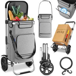 ELONEO Einkaufstrolley faltbar und extrem leicht – nur 2,3 kg, 43 l, separate Kühltasche & Spanngurt