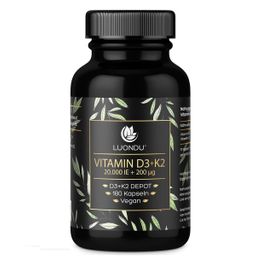 Vitamin D3 20000 I.E. 200 mcg Vitamin K2 Kapseln Luondu