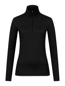 ALPENWERT Zip Longsleeve Damen 100% Merino Schwarz S