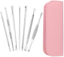 Mitesserentferner Set 7in1 Komedonenquetscher Edelstahl, Porenreiniger mit mit Etui