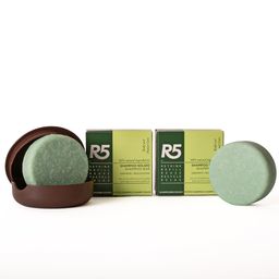 R5 Set 2 Feuchtigkeitsshampoos mit Blumen- und Fruchtdurft und 1 recycelter Seifenhalter