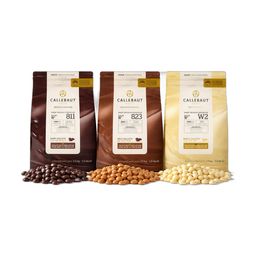 Callebaut 811,823,W2 Kuvertüre Callet Set: Zartbitter-, Milch-, und weiße Schokolade