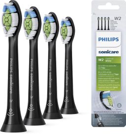 Philips Ersatz-Zahnbürsten HX6064/11 Sonicare Optimal White W2 schwarz 4-er