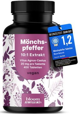 Mönchspfeffer Testsieger - 400 Tabletten - 20 mg Extrakt (10:1) - Bloom Naturals®