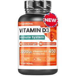 Vitastrong Vitamin D3 2000 I.E. - 450 Tabletten, Hochdosierte Formel