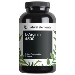 natural elements L-Arginin – 365 Kapseln – 4.500mg L-Arginin HCL/Tagesdosis 3.750mg reines L-Arginin