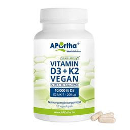 APOrtha® Veganes Vitamin D3 10.000 IE + Vitamin K2 MK-7 Cyclo® 200 µg - Kapseln