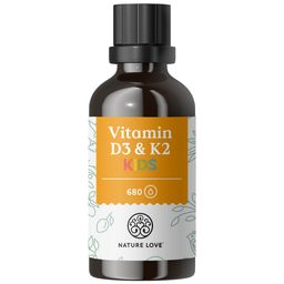 NATURE LOVE® Vitamin D3 + K2 Kinder (20ml) - 800 I.E. Vitamin D3/Tagesdosis - optimal für kids