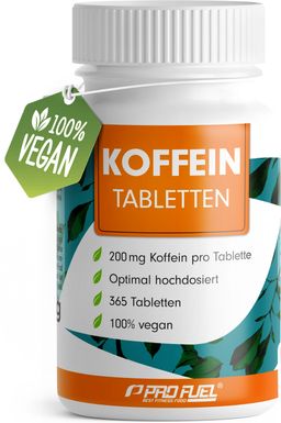 ProFuel - Koffeintabletten 365x - 200 mg Koffein pro Tablette - 365 Kapsel