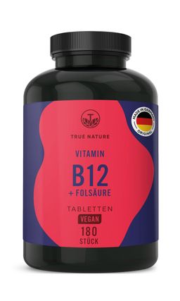 TRUE NATURE® Vitamin B12 Tabletten + Folsäure (Vitamin B9) - 6 Monate Versorgung