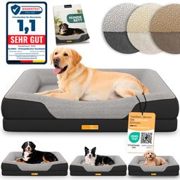 ELONEO Orthopädisches Hundebett, Größe L - Schwarz