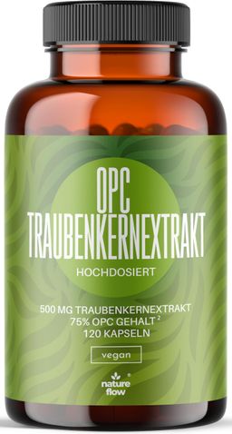 OPC Traubenkernextrakt - 120 Kapseln Hochdosiert mit 500mg - Nature Flow®