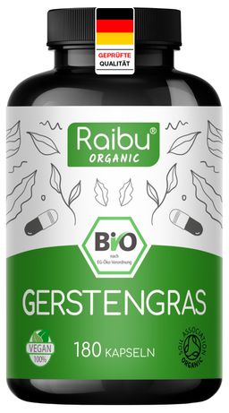 BIO Gerstengras Kapseln Hochdosiert - 3600 mg pro Tagesdosis, 180 St - RAIBU
