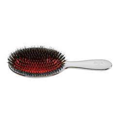 Janeke Chrom-Haarbürste | Mittelgroße Haarbürste mit Nylonverstärkung