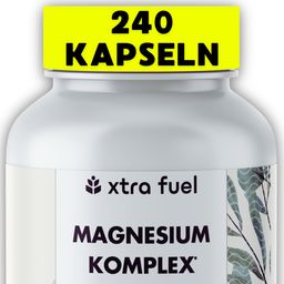 XTRA FUEL Magnesium Komplex 400 mg - 240 Kapseln pro Dose - Bisglycinat, Citrat & Malat - vegan