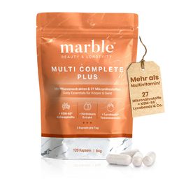marble© Multivitamin Complete Plus – 120 Kapseln vegan - 27 Pflanzenextrakte & Mikronährstoffe