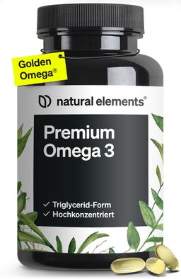 natural elements Premium Omega 3 – 120 Kapseln – GoldenOmega® 80% Omega 3 Anteil – Triglycerid-Form
