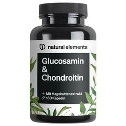 natural elements Glucosamin & Chondroitin – 180 Kapseln – mit Hagebuttenextrakt & Vitamin C
