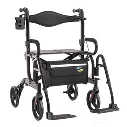 Helavo 2 in 1 Rollator & Rollstuhl in Einem - Faltbarer Rollator mit Fußstützen