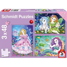 schmidt Puzzle Prinzessin, Fee und Meerjungfrau 3x48 Teile