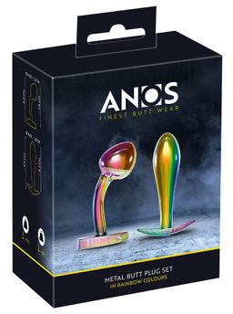 Anos Metal Butt Plug Set Rainbow
