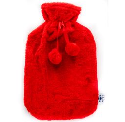 axion® Wärmflasche mit Bezug in rot | Plüsch | (33 x 20 cm)