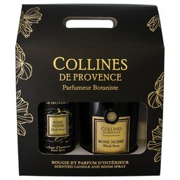 Collines de Provence Geschenkset Raumduft Duo  + Kerze Duo 180 g Schwarze Rose