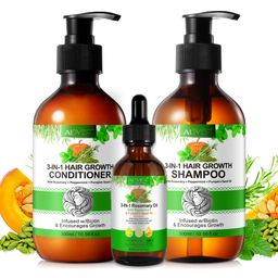 ALIVER Haarpflege-Set Rosmarin Minze Kürbis Shampoo Conditioner Haaröl