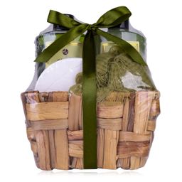 accentra Geschenkset Badeset Pflegeset im Körbchen Olive Geschenkidee Geschenk