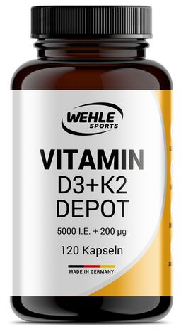 Vitamin D3 K2 Kapseln - 5000 IE D3 & 200µg K2 Wehle Sports®