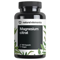 natural elements Magnesiumcitrat – 360mg elementares Magnesium pro Tagesdosis – 180 Kapseln