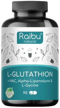 L-Glutathion Kapseln Hochdosiert - mit NAC, Alpha-Liponsäure & L-Glycin - RAIBU