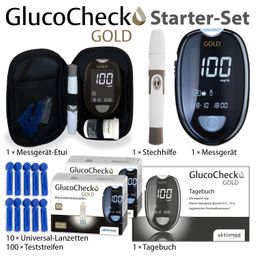 GlucoCheck GOLD Blutzuckermessgerät (mg/dl) + 110 Teststreifen