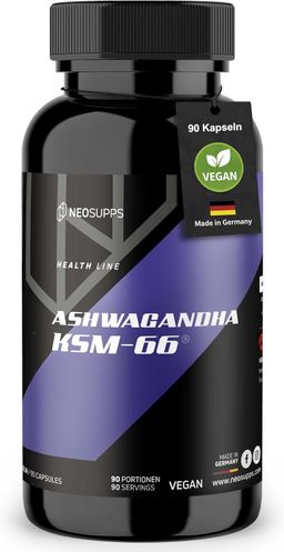 Neosupps Ashwagandha KSM-66, 90 Kapseln, 100% Wurzelextrakt mit 5% Withanoliden