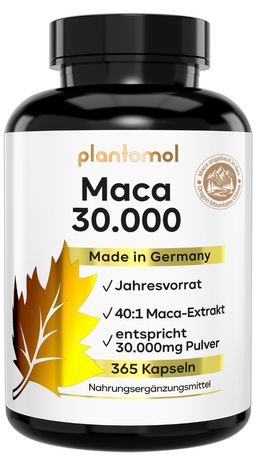 plantomol® Maca Kapseln - 30.000mg Maca-Pulver pro Kapsel - 40:1 Extrakt - 1 Kapsel pro Tag