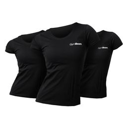 GymBeam T-Shirt Damen Regular Kurzarm 3er-Pack mit Rundhalsausschnitt in Schwarz